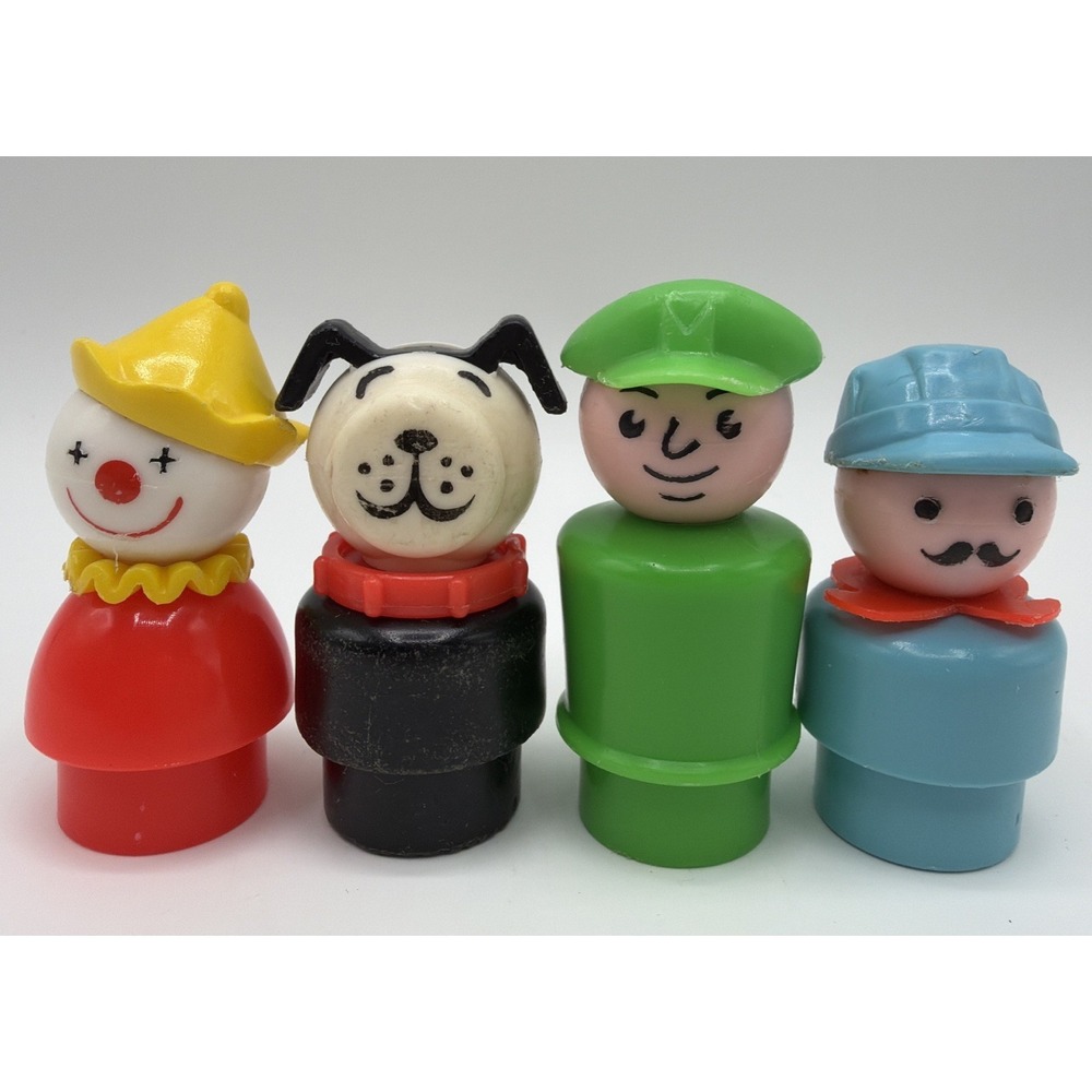 Vintage Fisher Price Little People Lot of 4 Plastic Head & Body. Circus Clown, D